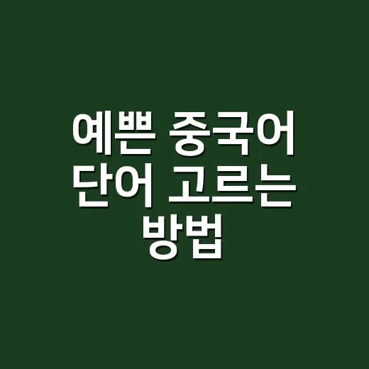 예쁜 중국어 단어 고르는 방법, 발음까지 예쁘게 들리려면 이렇게 - 요약
