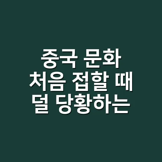 중국 문화 처음 접할 때 덜 당황하는 방법 - 요약