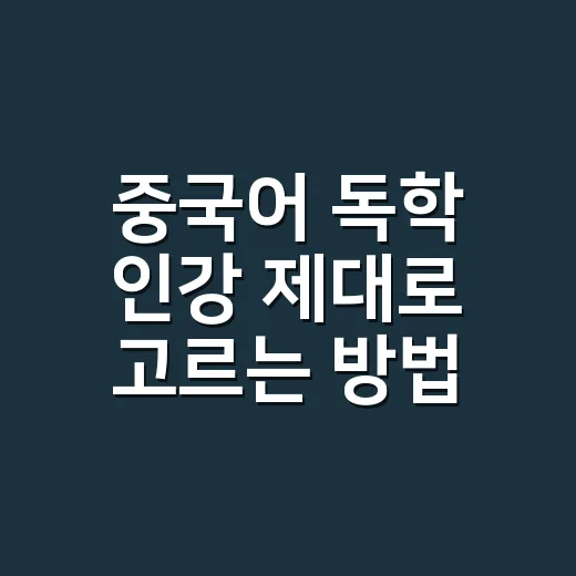 중국어 독학 인강 제대로 고르는 방법, 발음에서 회화까지 이렇게 보세요 - 요약