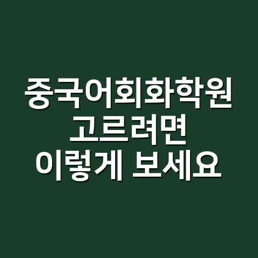 중국어회화학원 고르려면 이렇게 보세요: 발음부터 실제 회화까지 - 요약