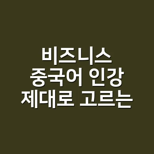 비즈니스 중국어 인강 제대로 고르는 방법 - 요약