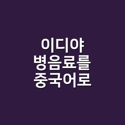 이디야 병음료를 중국어로 고르고 주문하는 방법 - 요약