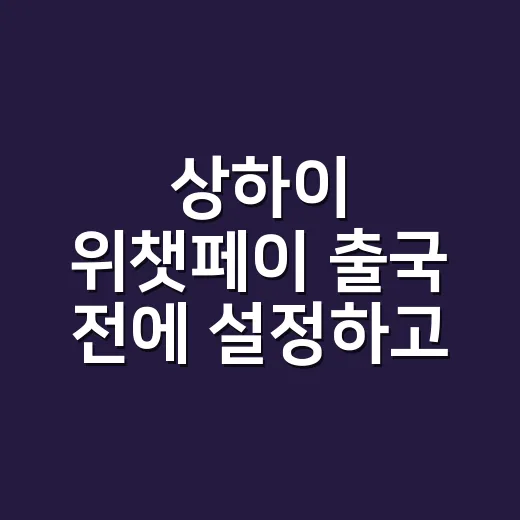 상하이 위챗페이 출국 전에 설정하고 현지에서 쓰는 방법 - 요약