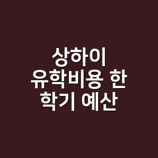 상하이 유학비용 한 학기 예산 짜는 방법 - 요약