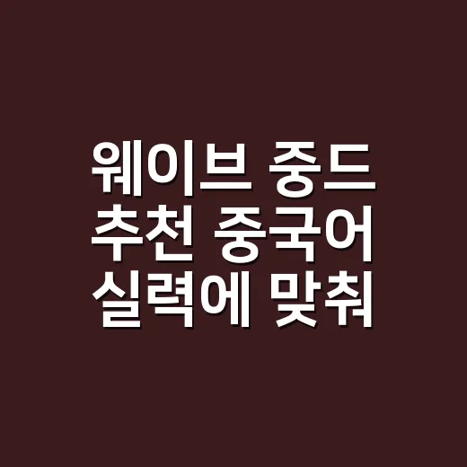 웨이브 중드 추천 중국어 실력에 맞춰 고르는 방법 - 요약