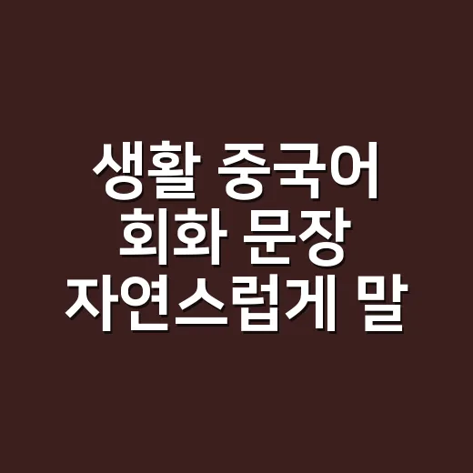 생활 중국어 회화 문장 자연스럽게 말하는 방법 - 요약