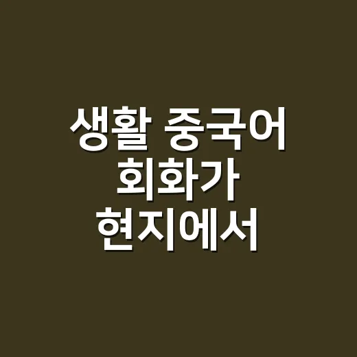 생활 중국어 회화가 현지에서 통하려면 이렇게 말하세요 - 요약