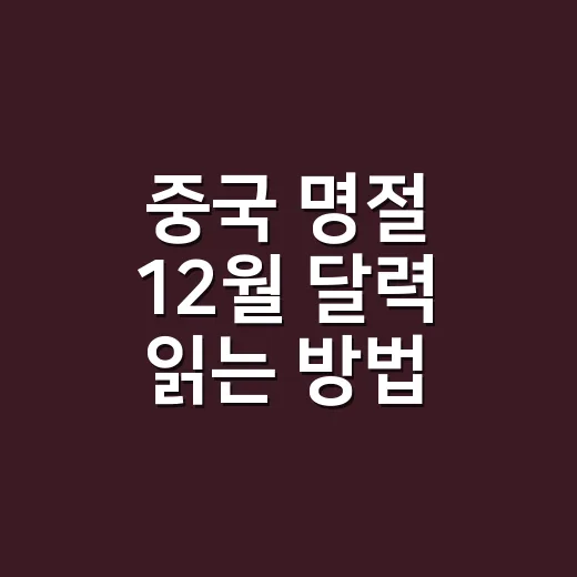 중국 명절 12월 달력 읽는 방법 - 요약