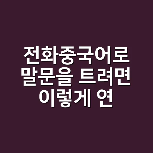 전화중국어로 말문을 트려면 이렇게 연습하세요 - 요약