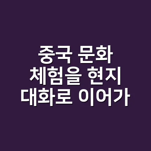 중국 문화 체험을 현지 대화로 이어가는 방법 - 요약