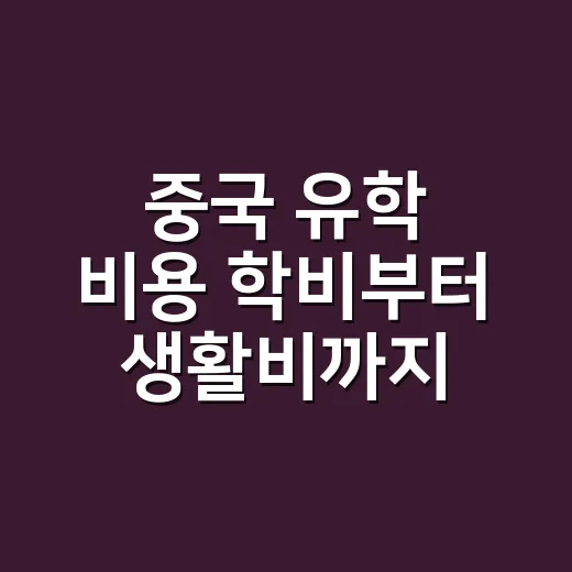 중국 유학 비용 학비부터 생활비까지 계산하는 방법 - 요약