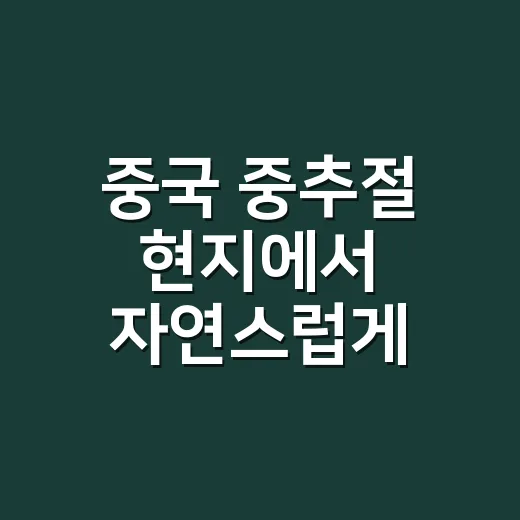 중국 중추절 현지에서 자연스럽게 보내는 방법 - 요약