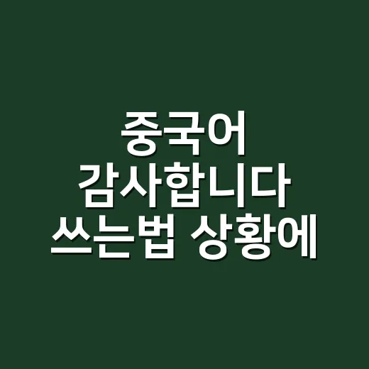 중국어 감사합니다 쓰는법 상황에 맞게 익히기 - 요약