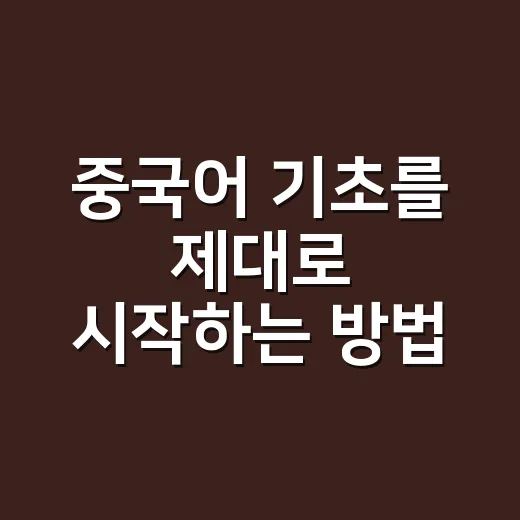 중국어 기초를 제대로 시작하는 방법 - 요약
