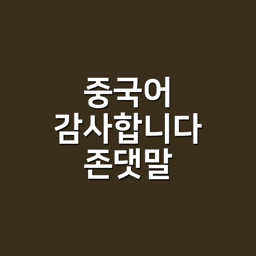 중국어 감사합니다 존댓말 자연스럽게 말하는 방법 - 요약