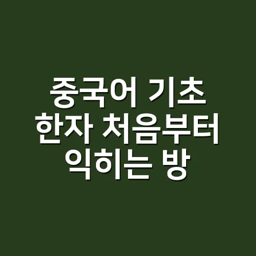 중국어 기초 한자 처음부터 익히는 방법 - 요약