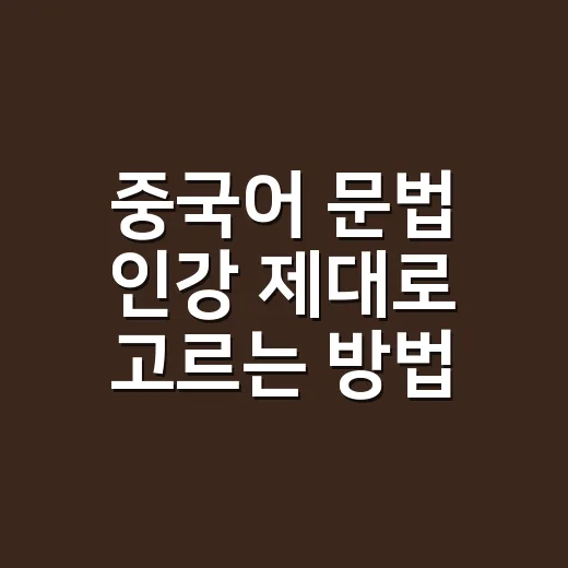 중국어 문법 인강 제대로 고르는 방법 - 요약