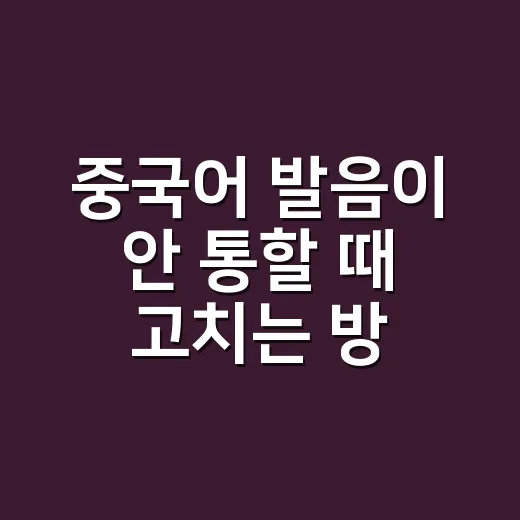 중국어 발음이 안 통할 때 고치는 방법 - 요약