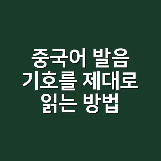 중국어 발음 기호를 제대로 읽는 방법 - 요약
