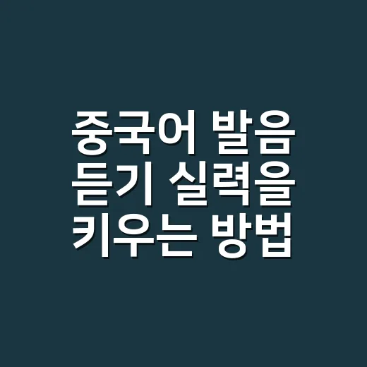 중국어 발음 듣기 실력을 키우는 방법 - 요약