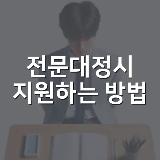 전문대정시 지원하는 방법, 원서 넣기 전에 꼭 챙길 것들 - 요약