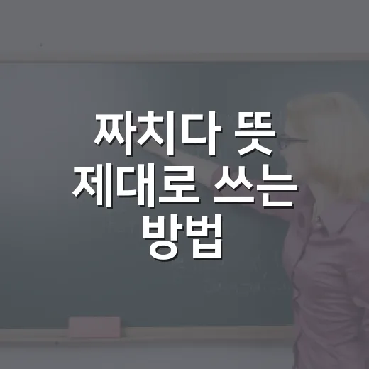 짜치다 뜻 제대로 쓰는 방법: 분위기 상하지 않게 말하려면 이렇게 - 요약