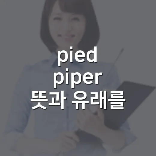 pied piper 뜻과 유래를 초보자도 헷갈리지 않게 이해하는 방법 - 요약