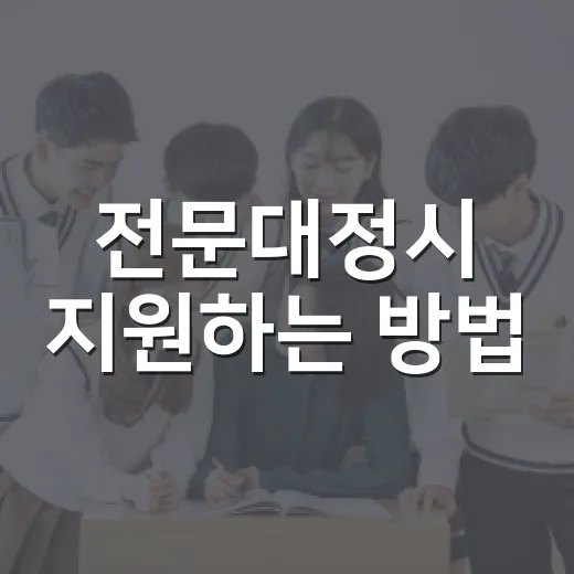 전문대정시 지원하는 방법, 초보자도 헷갈리지 않게 준비하려면 이렇게 - 요약