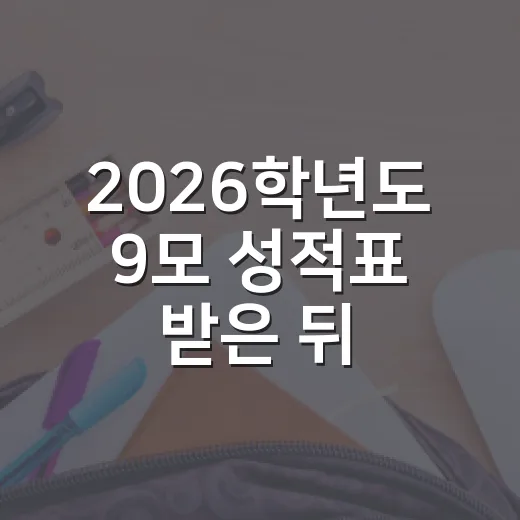 2026학년도 9모 성적표 받은 뒤 수능까지 활용하는 방법 - 요약