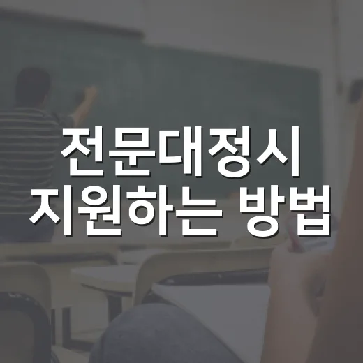 전문대정시 지원하는 방법, 초보자가 놓치기 쉬운 순서 - 요약
