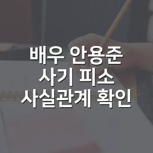배우 안용준 사기 피소 사실관계 확인하는 방법 - 요약