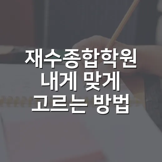 재수종합학원 내게 맞게 고르는 방법 - 요약