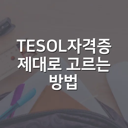TESOL자격증 제대로 고르는 방법 - 요약