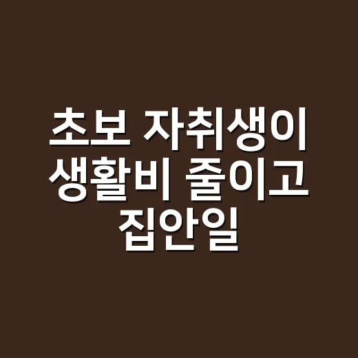 초보 자취생이 생활비 줄이고 집안일 덜 힘들게 하는 방법 - 요약