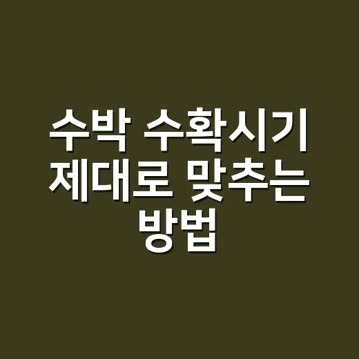 수박 수확시기 제대로 맞추는 방법, 초보 텃밭도 이렇게 보면 쉬워요 - 요약