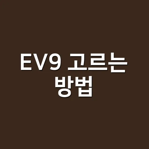 EV9 고르는 방법, 가족용 전기 SUV라면 이렇게 따져보세요 - 요약