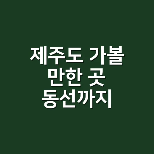 제주도 가볼 만한 곳 동선까지 편하게 고르는 방법 - 요약