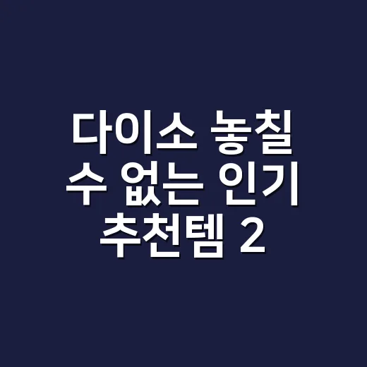 다이소 놓칠 수 없는 인기 추천템 2가지 고르는 방법 - 요약