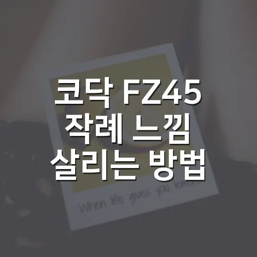 코닥 FZ45 작례 느낌 살리는 방법, 초보자가 찍기 좋은 장면과 설정 - 요약