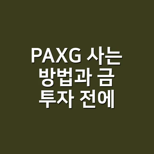 PAXG 사는 방법과 금 투자 전에 확인할 것들 - 요약