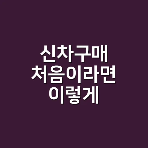 신차구매 처음이라면 이렇게 준비하는 방법 - 요약