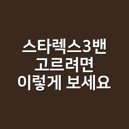 스타렉스3밴 고르려면 이렇게 보세요: 용도별 선택 방법 - 요약