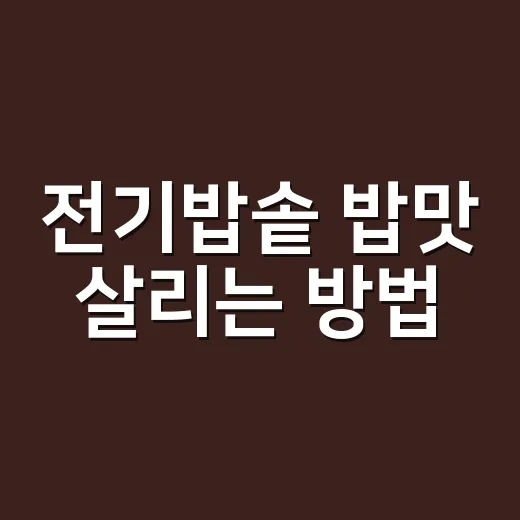 전기밥솥 밥맛 살리는 방법, 쌀 씻기부터 보온까지 이렇게 하면 달라져요 - 요약
