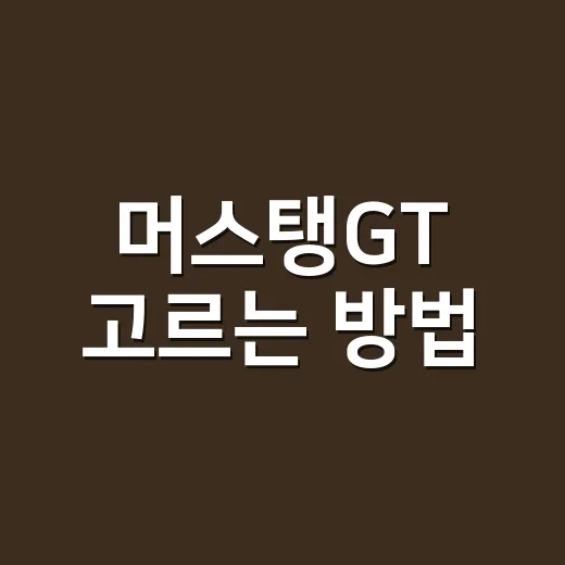 머스탱GT 고르는 방법, 배기음보다 먼저 봐야 할 현실 체크포인트 - 요약