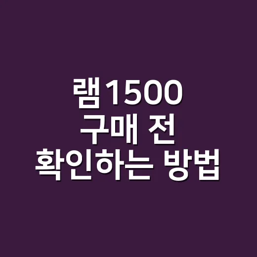 램1500 구매 전 확인하는 방법, 초보자가 놓치기 쉬운 기준 - 요약