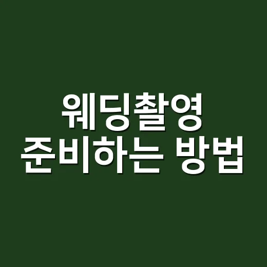 웨딩촬영 준비하는 방법, 초보 예비부부가 놓치기 쉬운 것들 - 요약