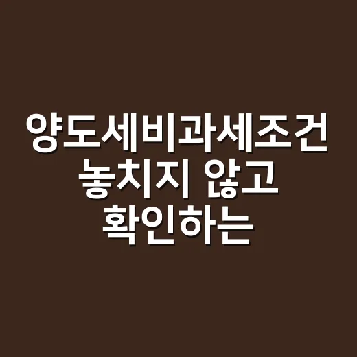 양도세비과세조건 놓치지 않고 확인하는 방법 - 요약