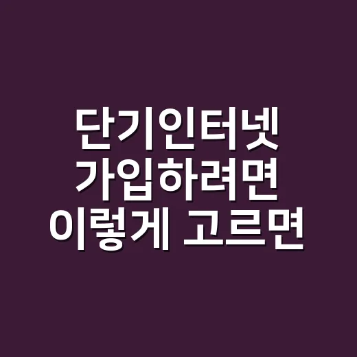 단기인터넷 가입하려면 이렇게 고르면 덜 손해 봅니다 - 요약