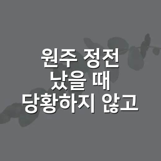 원주 정전 났을 때 당황하지 않고 확인하고 대처하는 방법 - 요약