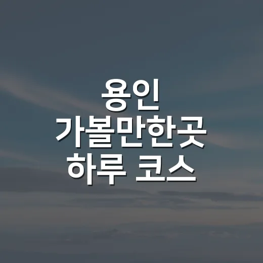 용인 가볼만한곳 하루 코스 짜는 방법, 처음 가도 덜 헤매는 동선 - 요약